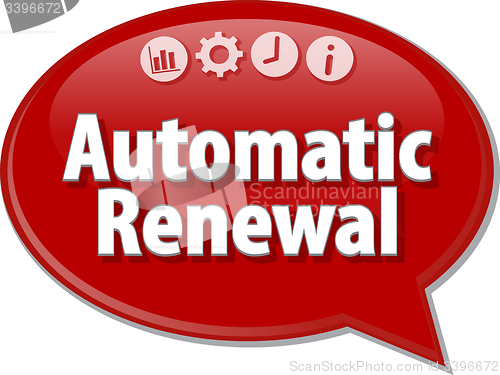 Image of Automatic Renewal  Business term speech bubble illustration