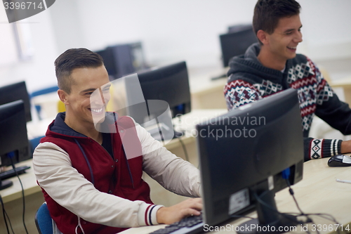 Image of students group in computer lab classroom