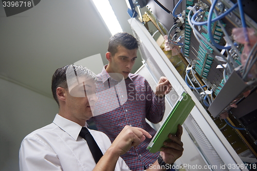 Image of network engineers in server room