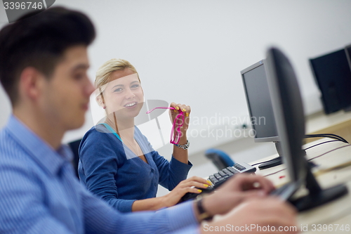 Image of students group in computer lab classroom