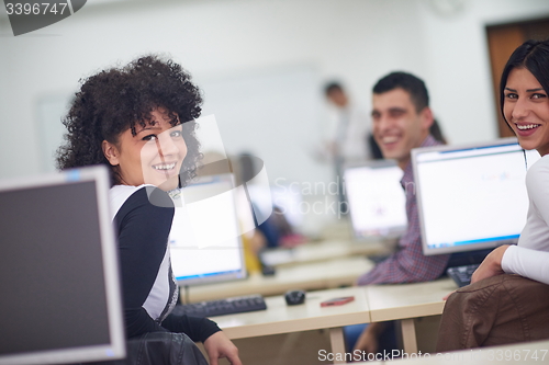 Image of students group in computer lab classroom