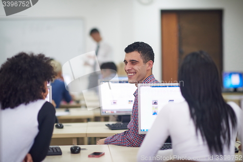 Image of students group in computer lab classroom