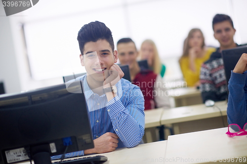 Image of students group in computer lab classroom