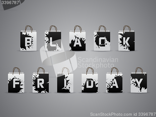 Image of Black friday shopping bags with splattered letters