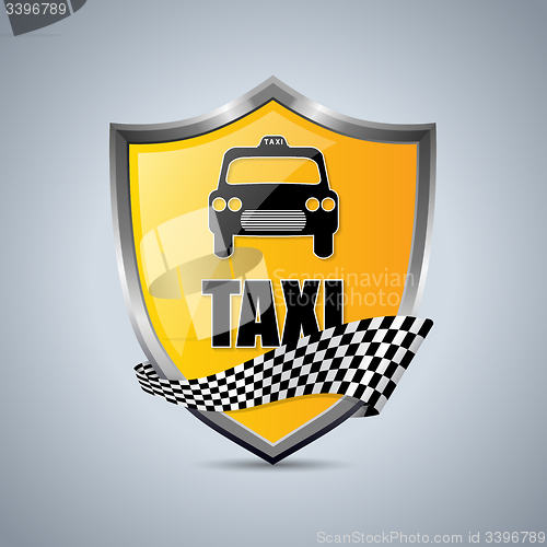 Image of Taxi shield badge with checkered ribbon