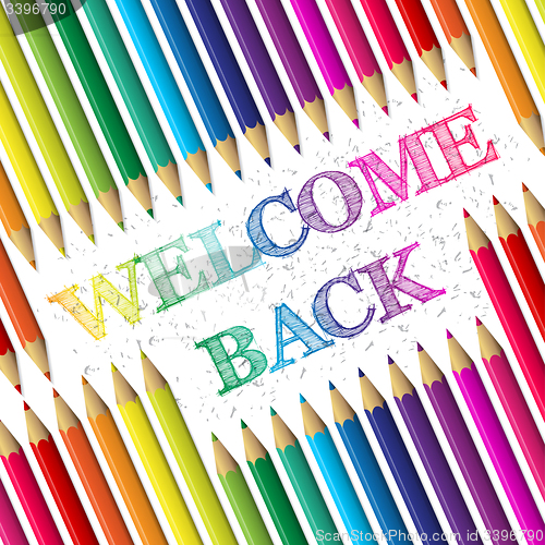 Image of Back to school background with welcome back text