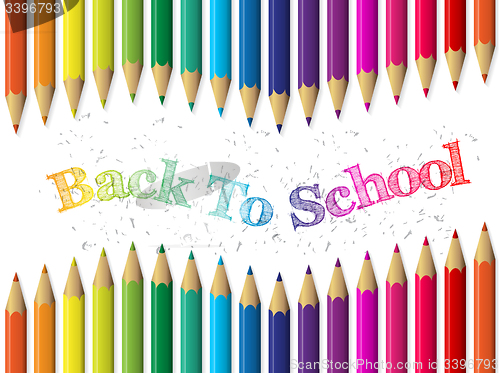 Image of Back to school background with pencils and waving text