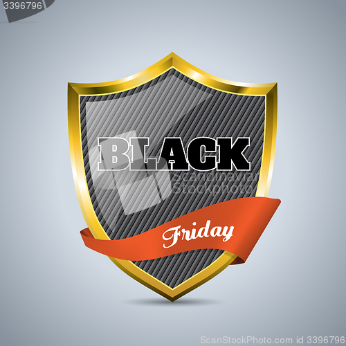 Image of Black friday badge with ribbon 