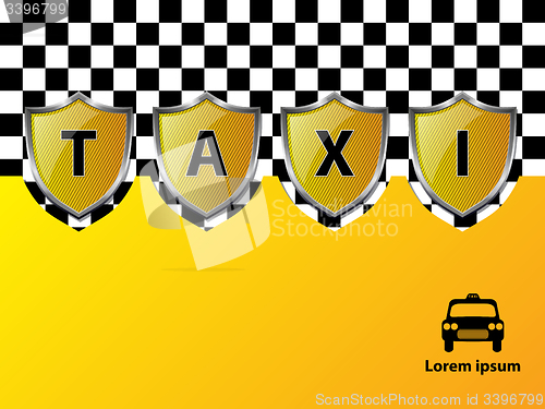 Image of Taxi advertising background with metallic shields