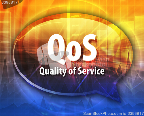 Image of QoS acronym definition speech bubble illustration