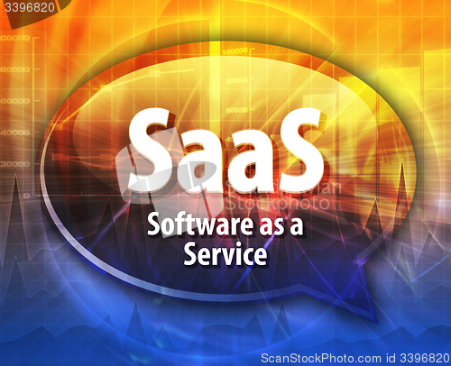 Image of SaaS acronym definition speech bubble illustration