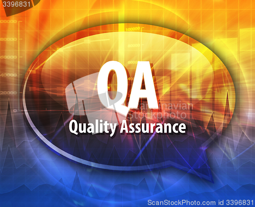 Image of QA acronym definition speech bubble illustration