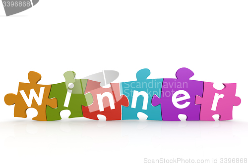 Image of Colorful puzzle with winner word
