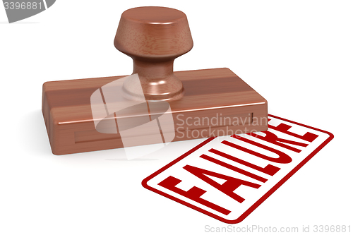 Image of Wooden stamp failure with red text