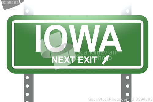 Image of Iowa green sign board isolated green sign board isolated