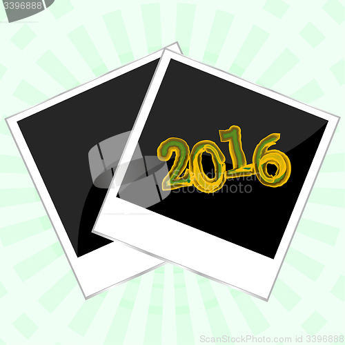 Image of Merry Christmas card template with photo frame on abstract background, 2016 new year card