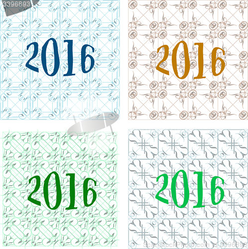 Image of 2016 new year sign on abstract background, invitation card set