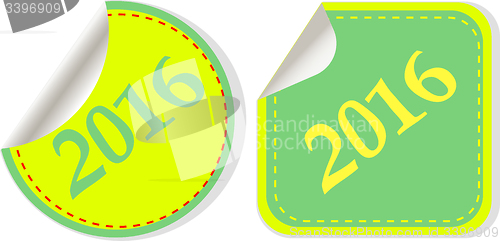 Image of Happy new year 2016 - web icon on a round button