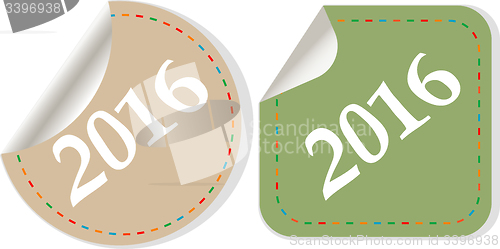 Image of Happy new year 2016 - vector icon with shadow on a grey button