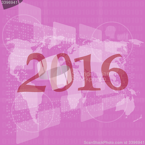 Image of happy new year 2016 on business digital touch screen