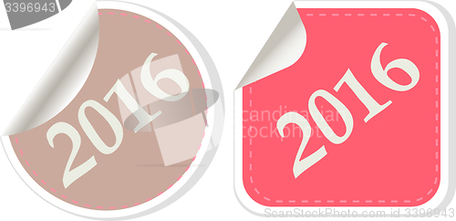 Image of creative happy new year 2016 design. Flat design. button