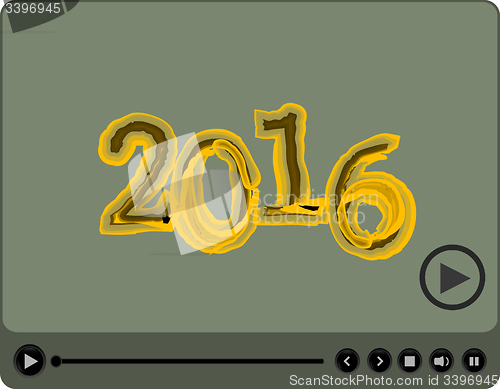 Image of Video player for web with 2016 symbol, media player with new year concept