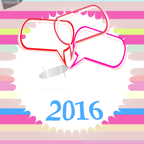 Image of Happy New Year 2016 colorful greeting card. holiday design. Party poster, greeting card, banner or invitation