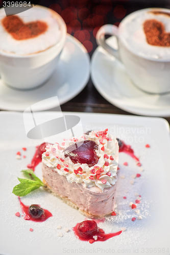Image of heart-shaped valentine cake