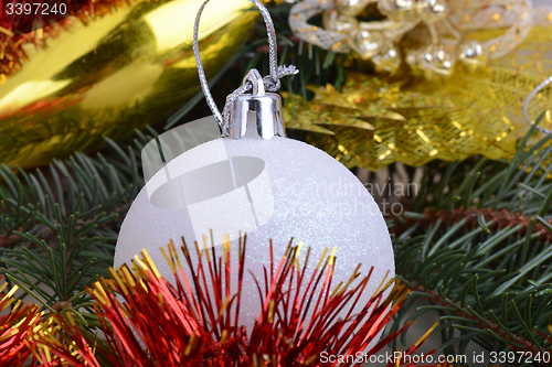 Image of Christmas composition with Christmas balls and Christmas decoration