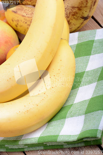 Image of bananas and apples close up, health food concept