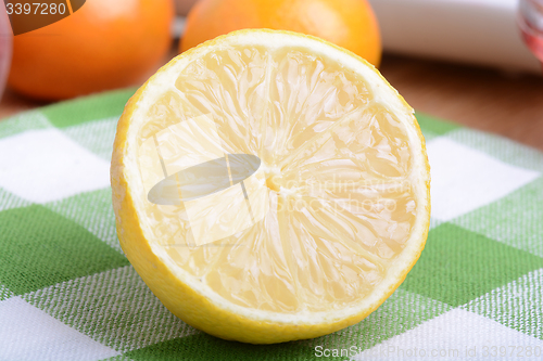 Image of extreme closeup of a lemon fruit texture