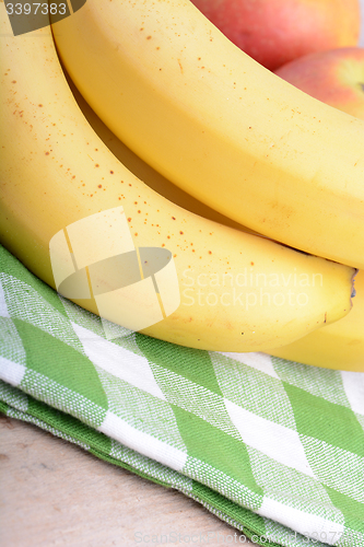 Image of bananas and apples close up, health food concept