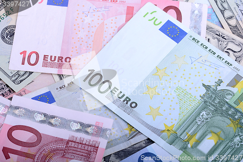 Image of European banknotes, Euro currency from Europe, Euros.