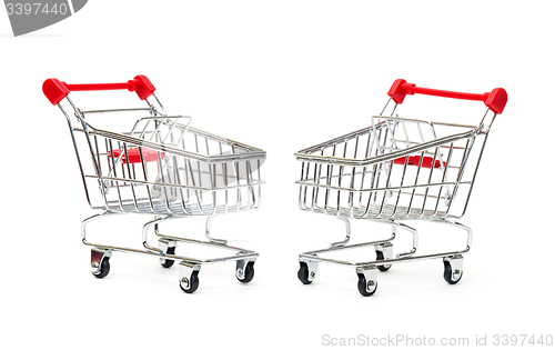 Image of Two Metallic Shopping Cart