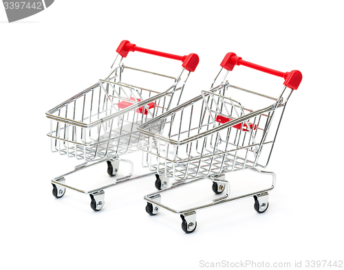 Image of Two Metallic Shopping Cart