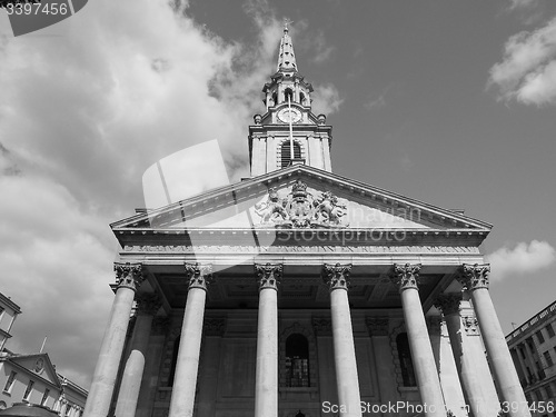 Image of Black and white St Martin church in London