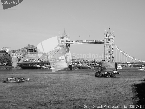 Image of Black and white Tower Bridge in London