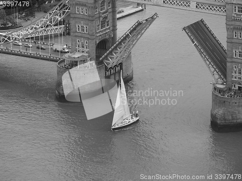 Image of Black and white Aerial view of London