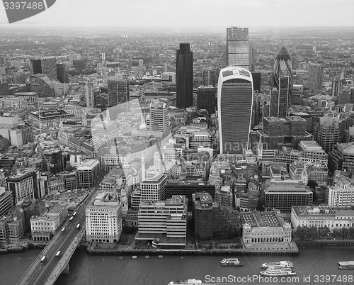 Image of Black and white Aerial view of London