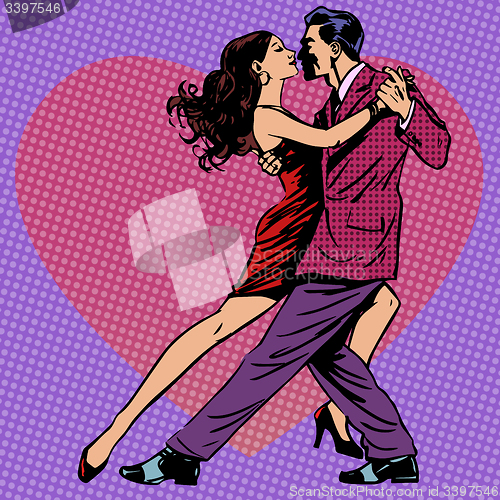 Image of dance men women background hearts