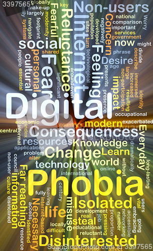 Image of Digital phobia background concept glowing