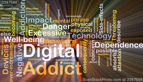 Image of Digital addict background concept glowing