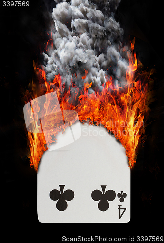 Image of Playing card with fire and smoke