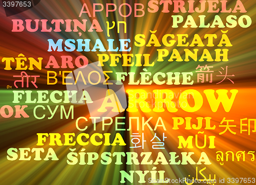 Image of Arrow multilanguage wordcloud background concept glowing