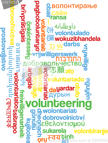 Image of Volunteering multilanguage wordcloud background concept