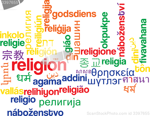 Image of Religion multilanguage wordcloud background concept