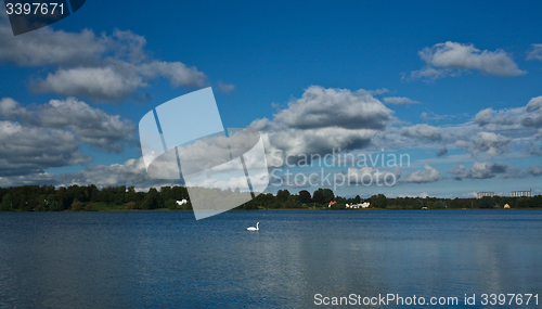 Image of Lake in Denmark with beautiful sky