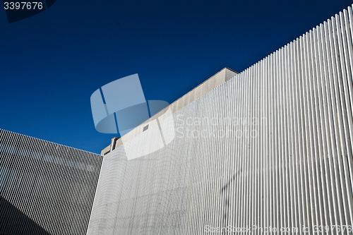 Image of Modern stripped building in denmark in the sun