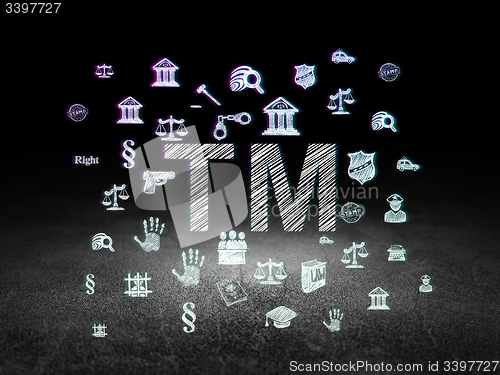 Image of Law concept: Trademark in grunge dark room