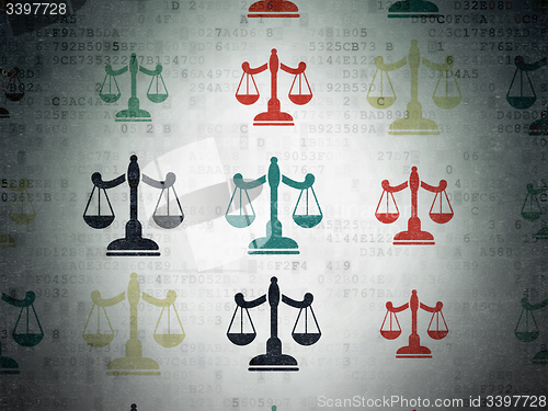 Image of Law concept: Scales icons on Digital Paper background
